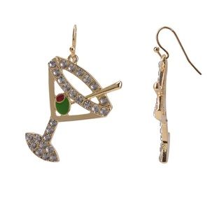 Celebrate Together Gold Tone Crystal Martini Drop Earrings.